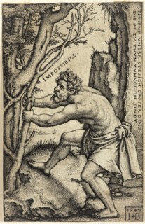 Hans Sebald Beham, German, 1500-1550, Impossibility, 1549, engraving printed in black ink on laid