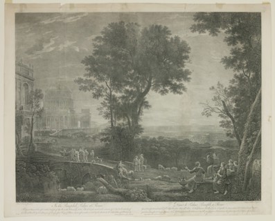 after Claude Gellée, French, 1600-1682, Priests Leading a Sacrificial Bull to the Temple of Apollo,