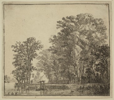Simon de Vlieger, Dutch, 1601-1653, Wood near the Canal, 17th century, etching printed in black ink