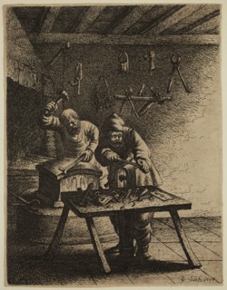Jan Joris van Vliet, Dutch, 1600-1730, Locksmiths at Work, 1635, etching printed in black ink on