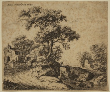 Anthonie Waterloo, Dutch, 1610-1690, Chapel with Steps, 17th century, etching printed in black ink