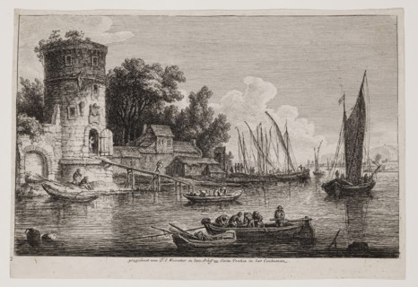 Franz Edmund Weirotter, Austrian, 1730-1773, View at Civita Vecchia, 18th century, etching printed