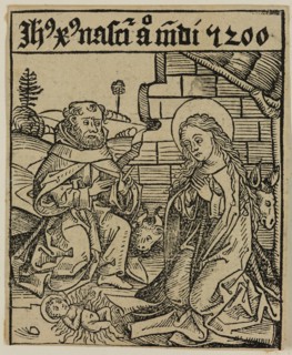 Michael Wohlgemut, German, 1434-1519, Nativity of Christ, ca. 1493, woodcut printed in black ink on
