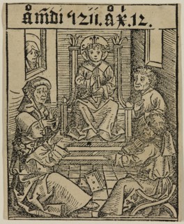 Michael Wohlgemut, German, 1434-1519, Christ Among the Doctors in the Temple, ca. 1493, woodcut