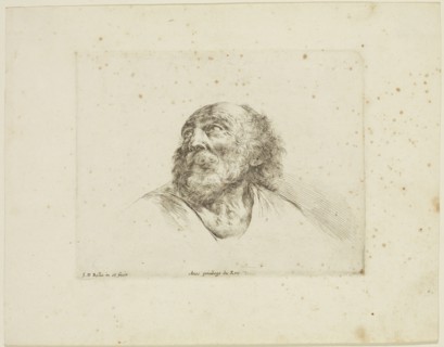 Stefano della Bella, Italian, 1610-1664, Head of Saint Peter, ca. 1641, etching printed in black