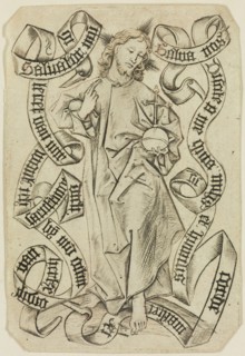 Johann Zwott, German, Salvator Mundi, late 15th Century, Engraving printed in black ink on laid