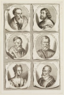 Jacob von Sandrart, German, 1630-1708, Portraits of Titian, Giacomo da Ponte, Ludovico Ariosto,