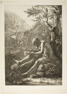 Jean Jacques de Boissieu, French, 1736-1810, Saint Jerome, 1797, etching printed in black ink on