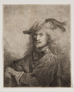 Ferdinand Bol, Dutch, 1616-1680, Portrait of an Officer, 1645, etching printed in black ink on laid