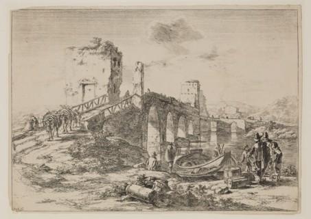 Jan Dirksz Both, Dutch, ca. 1618-1652, Ponte Molle, 17th century, etching printed in black ink on