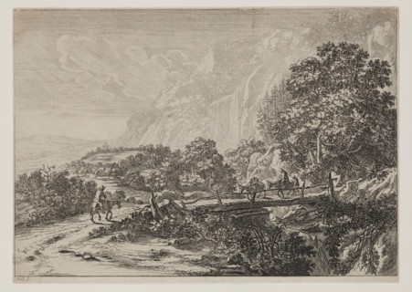 Jan Dirksz Both, Dutch, ca. 1618-1652, Wooden Bridge Sulmona near Tivoli, 17th century, etching