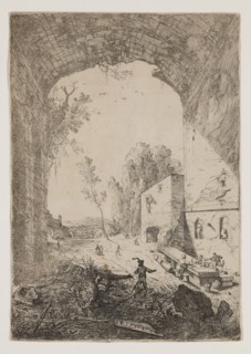 Bartholomeus Breenbergh, Dutch, 1598-1657, The Inn near the Grotto of Egeria, 1640, etching printed