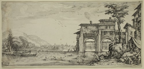 Jacques Callot, French, 1592-1635, Les baigneurs, ca. 1630, etching printed in black ink on laid