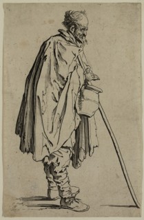 Jacques Callot, French, 1592-1635, Le mendiant au couvet, early 17th century, etching printed in