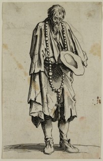Jacques Callot, French, 1592-1635, Le mendiant au rosaire, early 17th century, etching printed in
