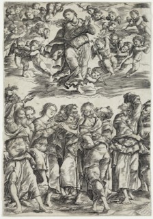 Domenico Campagnola, Italian, 1500-1564, Assumption of the Virgin, 1517, engraving printed in black