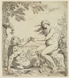 Simone Cantarini, Italian, 1612-1648, Adam and Eve, between 1612 and 1648, etching printed in black