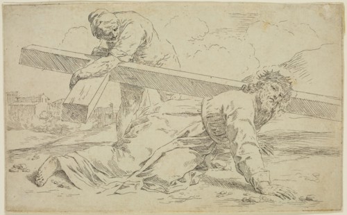 Simone Cantarini, Italian, 1612-1648, Carrying of the Cross, between 1612 and 1648, etching printed