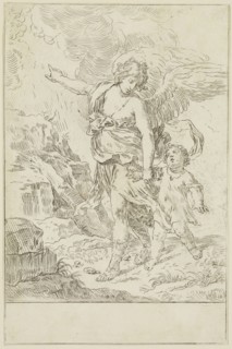 Simone Cantarini, Italian, 1612-1648, Guardian Angel, between 1612 and 1648, etching printed in
