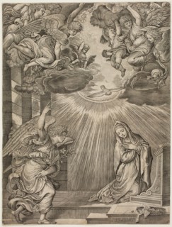 Gian Jacopo Caraglio, Italian, 1500-1570, after Titian, Italian, ca.1488-1576, Annunciation,