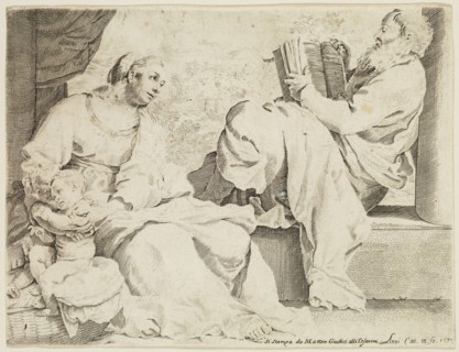 Annibale Carracci, Italian, 1560-1609, The Holy Family with Saint John the Baptist, 1590, etching