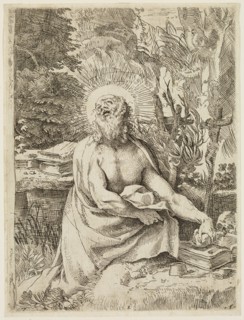 Annibale Carracci, Italian, 1560-1609, Saint Jerome, ca. 1591, etching printed in black ink on laid