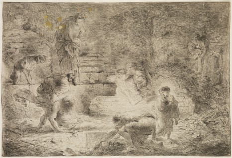 Giovanni Benedetto Castiglione, Italian, 1616 - 1670, Tobit Burying the Dead, between 1647 and