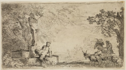 Giovanni Benedetto Castiglione, Italian, 1616 - 1670, Satyr Sitting at the Foot of a Term, 17th