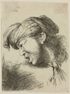 Giovanni Benedetto Castiglione, Italian, 1616 - 1670, Man Wearing a Small Turban and a Tie Fastened