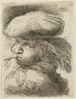 Giovanni Benedetto Castiglione, Italian, 1616 - 1670, Young Man Sounding a Trumpet, Wearing a Flat