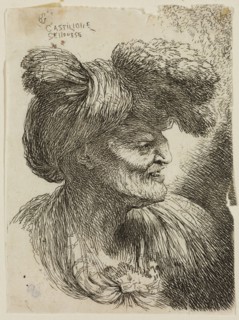 Giovanni Benedetto Castiglione, Italian, 1616 - 1670, Old Man Wearing a Turban Ornamented with Fur,