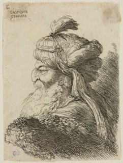 Giovanni Benedetto Castiglione, Italian, 1616 - 1670, Bearded Old Man Wearing a Turban Ornamented