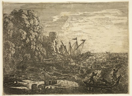 Claude Gellée, French, 1600-1682, The Storm at Sea, 1630, etching ? printed in black ink on wove