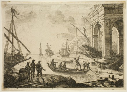Claude Gellée, French, 1600-1682, A Seaport, between 1635 and 1636, etching printed in black ink on