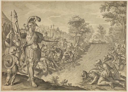 after Marten de Vos, Netherlandish, 1532-1603, Gideon Separating His Army by the Drinking Test,