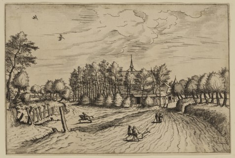 Jan Duetecum, Dutch, Landscape No. 25, ca. 1561, etching and engraving printed in black ink on laid