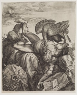 Cornelis Cort, Netherlandish, 1533-1578, after Titian, Italian, ca.1488-1576, Prometheus Chained to