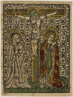 Virgin and Saint John at the Foot of the Cross, 15th Century, Metal cut printed in black on laid