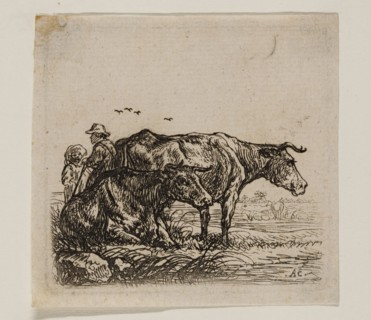 Aelbert Cuyp, Dutch, 1620-1691, Cows, between 1620 and 1691, etching printed in black ink on laid