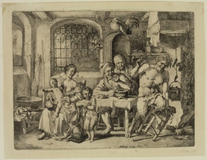 Christian Wilhelm Ernst Dietrich, German, 1712-1774, Peasant and Satyr, 1739, etching printed in