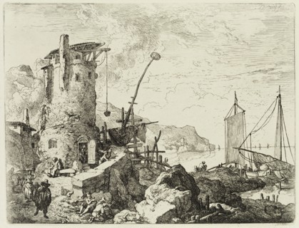 Christian Wilhelm Ernst Dietrich, German, 1712-1774, Harbor Scene, 1744, etching printed in black
