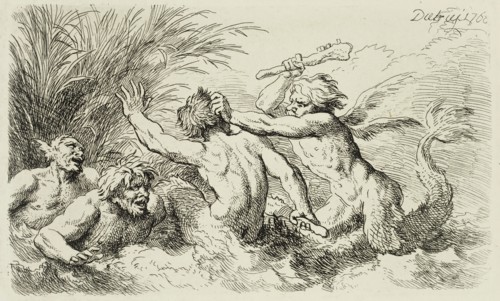Christian Wilhelm Ernst Dietrich, German, 1712-1774, Battle of the Sea Gods, 1763, Engraving