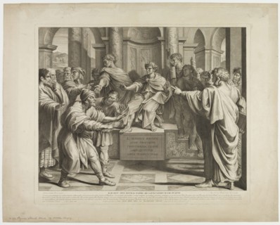 Nicolas Dorigny, French, 1652-1746, after Raphael, Italian, 1483-1520, Elymas Struck Blind, between