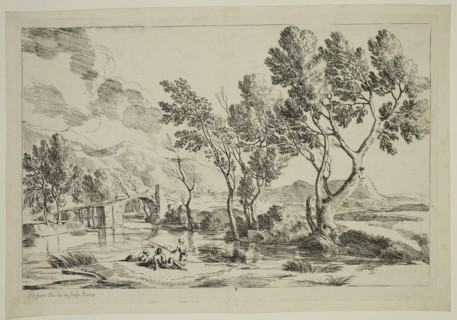 Gaspard Dughet, French, 1615-1675, Landscape with River, 17th century, etching printed in black ink