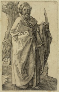 Albrecht Dürer, German, 1471-1528, Bartholomew, 1523, engraving printed in black ink on laid(?)