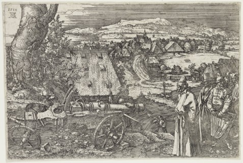 Albrecht Dürer, German, 1471-1528, Landscape with Cannon, 1518, etching printed in black ink on