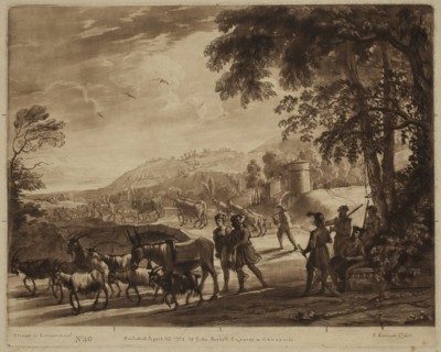 Richard Earlom, English, 1743 - 1822, after Claude Gellée, French, 1600-1682, Sportsmen Halting, ca
