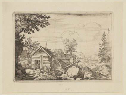 Allart van Everdingen, Dutch, 1621-1675, Two Men at the Door, between 1621 and 1675, etching