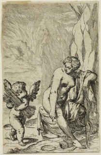 Odoardo Fialetti, Italian, 1573-1638, Venus Covering Sleeping Amor, between 1573 and 1638, etching