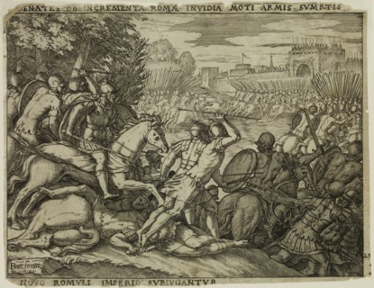 Giovanni Battista Fontana, Italian, 1524-1587, Romulus Subjugates the Fidenaeans, 1573, etching and